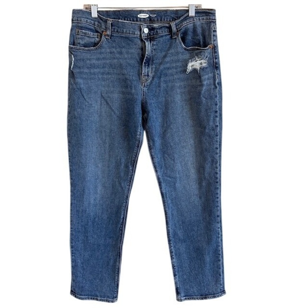 Old‎ Navy Women's Mid Rise Boyfriend Distressed Stretch Jeans 12